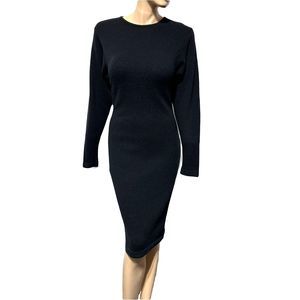 Vtg Outlander Knit Sweater Dress Womens Size Small S Black Lambs Wool Angora